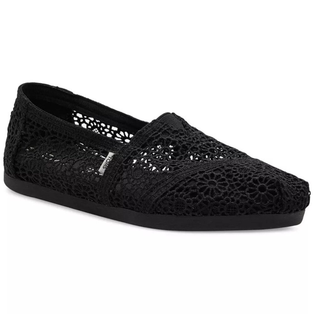 TOMS Women's Alpargata Classic Espadrille Almond Toe Flats, Size 6, Black